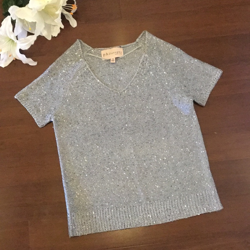 Philosophy Republic Clothing silver Gray Sequin Knit Top